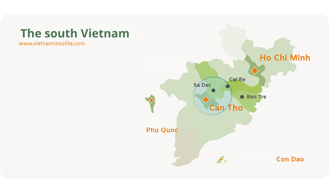 south of vietnam map